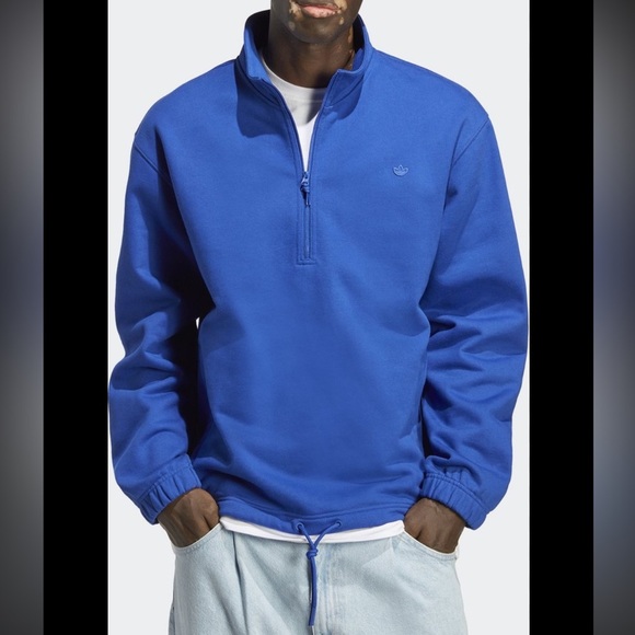 adidas Other - adidas Originals Adicolor Contempo Half-Zip Blue Cotton Blend Crew Sweatshirt